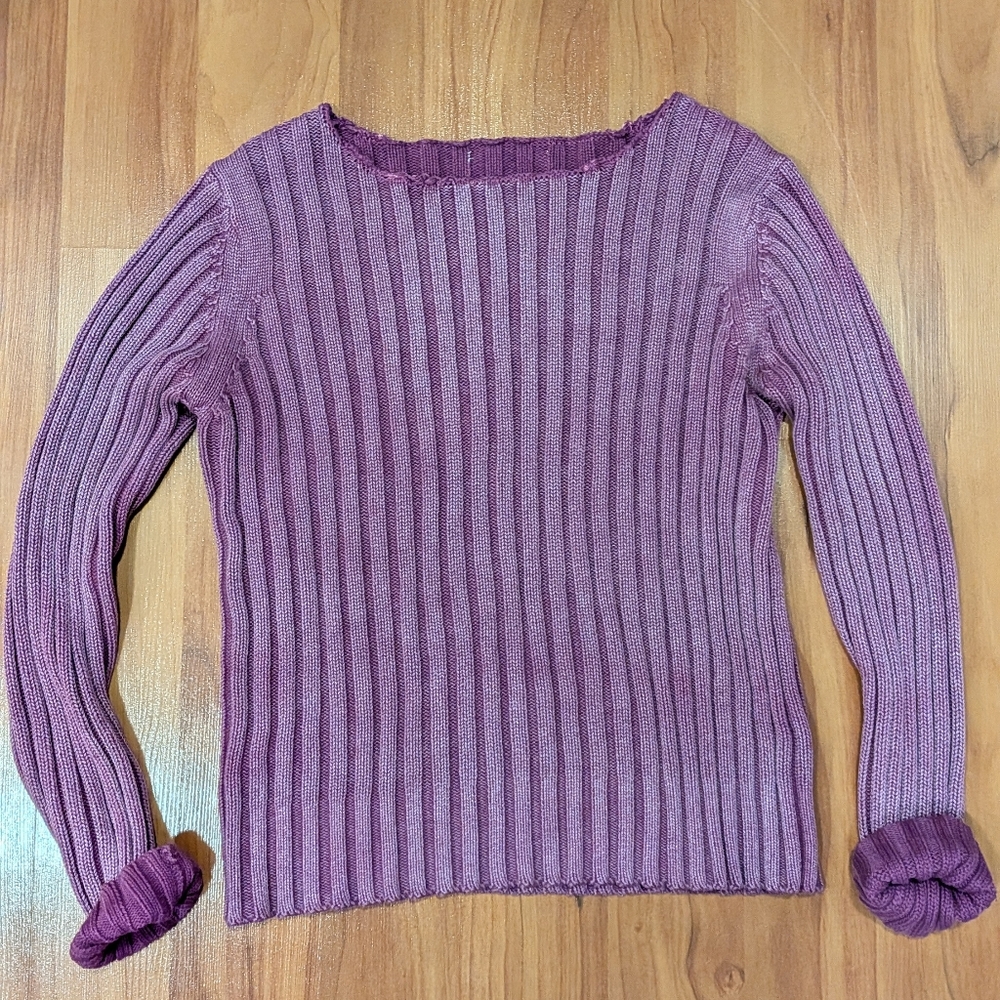 Vintage Purple Ribbed Sweater 100% Cotton